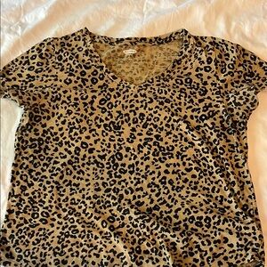 Old Navy leopard Black and Brown Fitted Short Sleeve T-Shirt